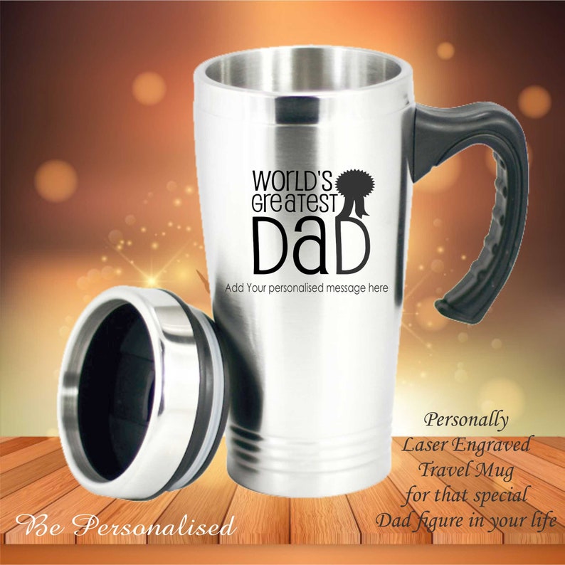 Engraved Fathers Day Stainless Steel Travel Mug