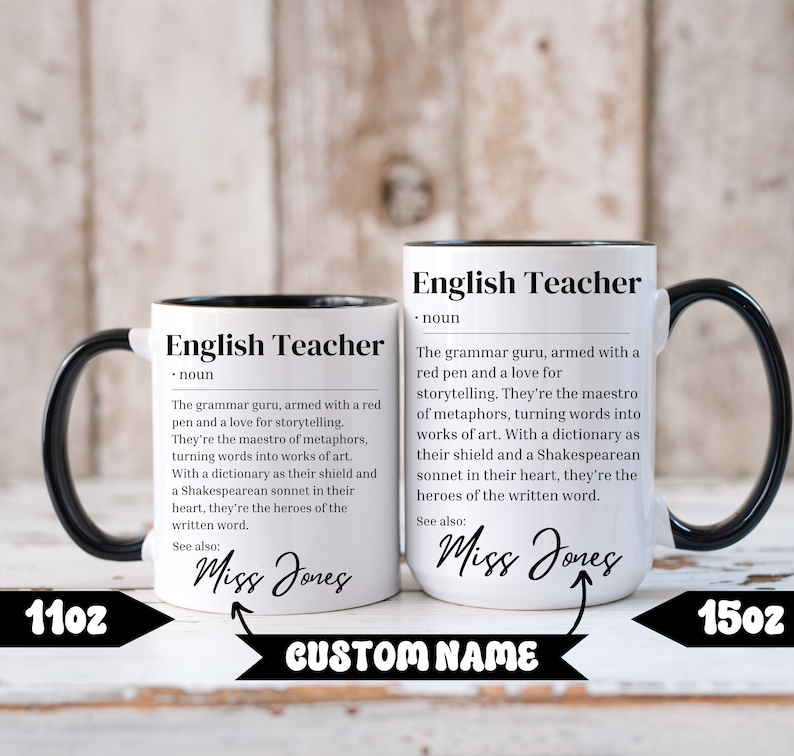 Personalized English Teacher Appreciation Gift Dictionary Definition Mug