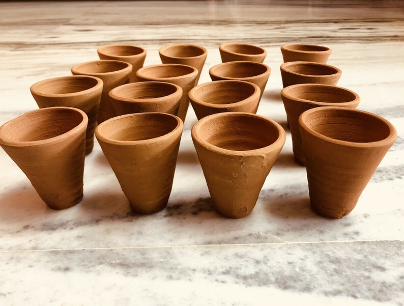 6 PC Handmade Clay TerraCotta Tea Cups