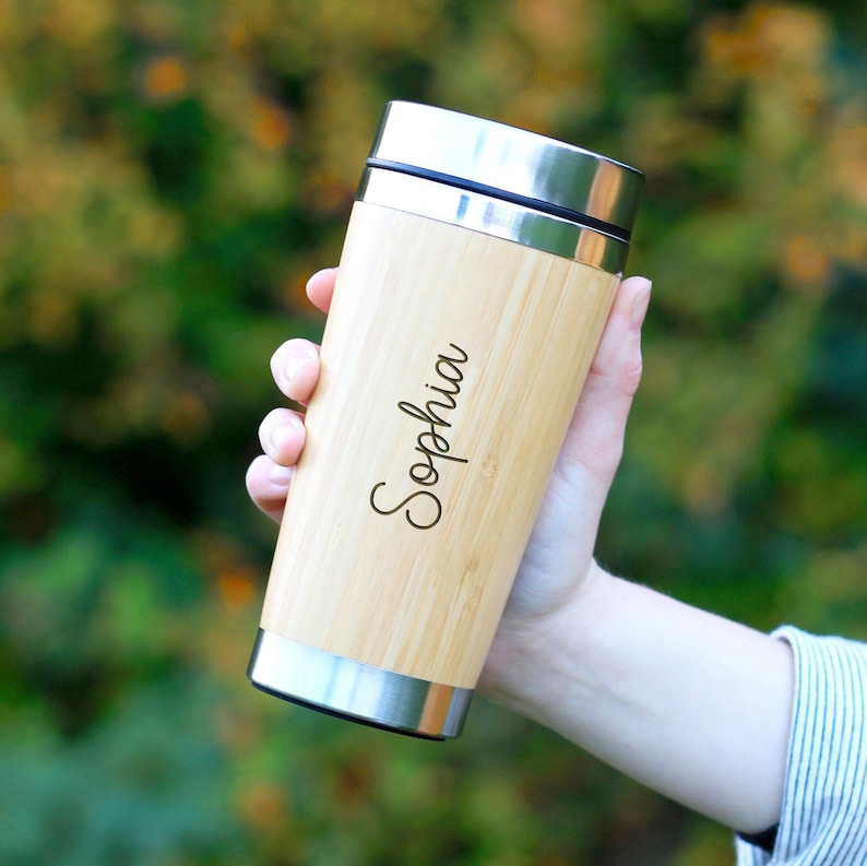 Bamboo Travel Cup with Personalised Name