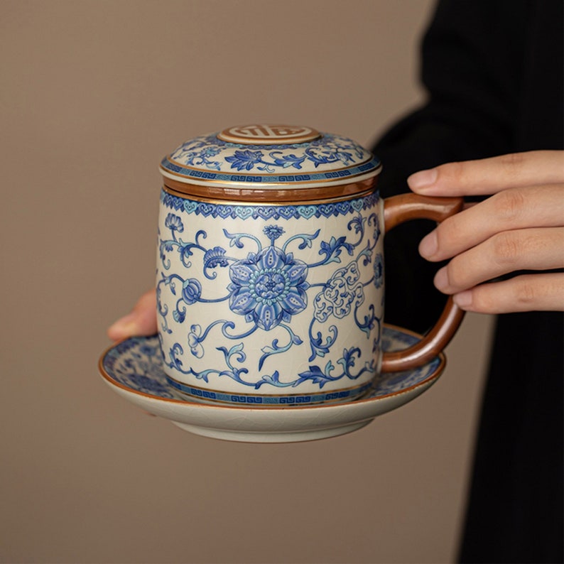 Blue and White Ru Kiln Cracked Glaze Mug