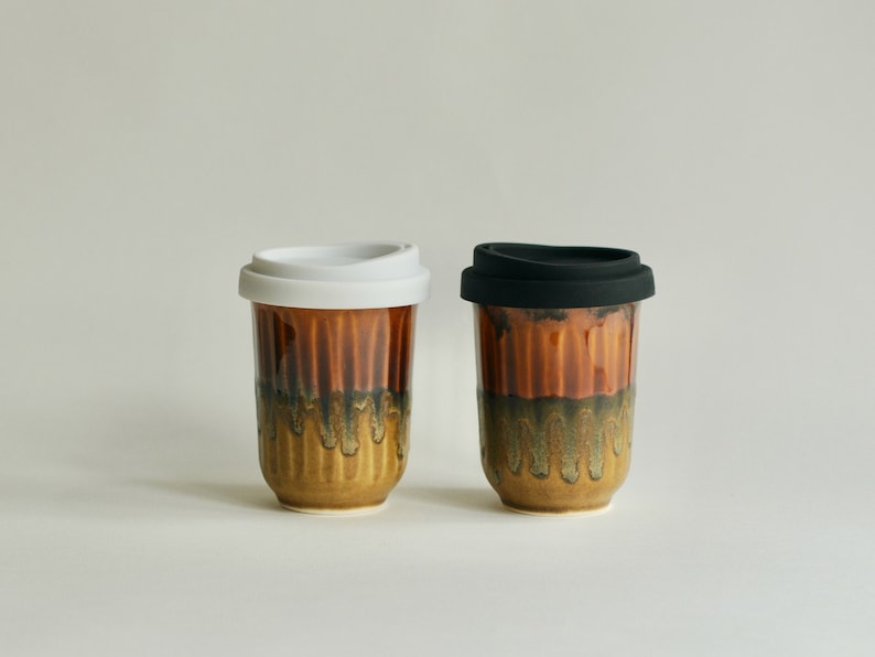 Copper Yellow Textured Ceramic Travel Tumbler