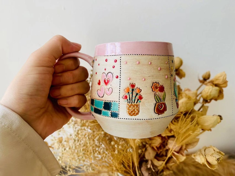 Handmade Ceramic Mug – Adorable Hand-Painted Designs