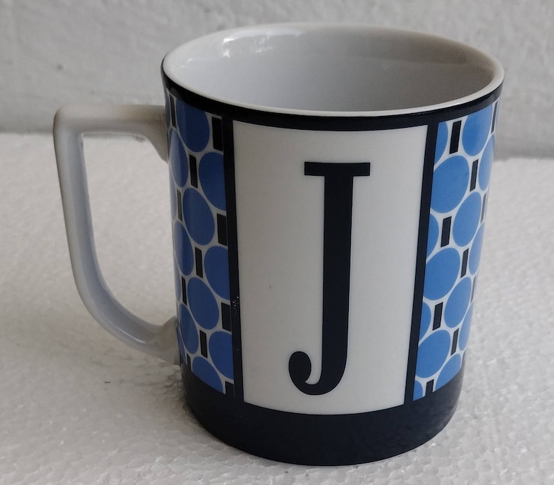 NEW C Wonder Monogram Porcelain Initial "J" Blue & White Mug