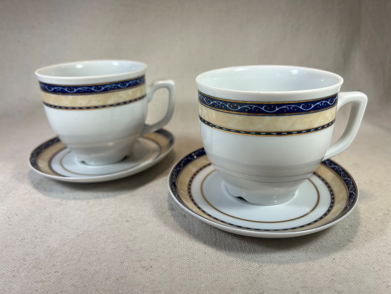 Pair of Bavaria Fine Porcelain Coffee Cup & Saucer Sets