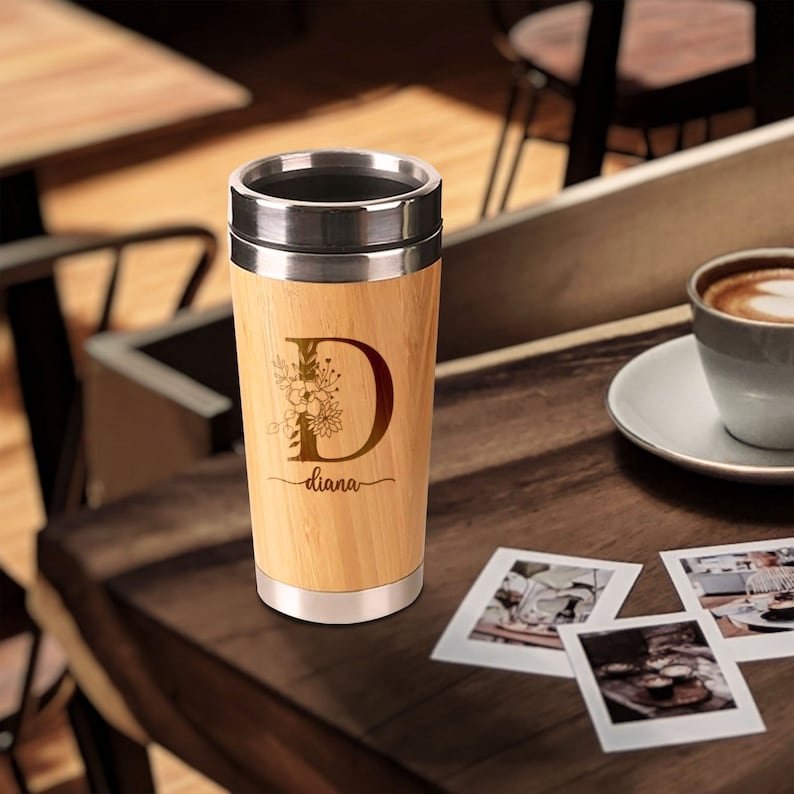 Personalised Bamboo Stainless Steel Insulated Cup