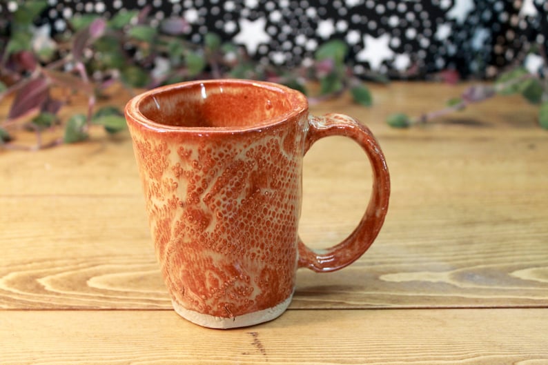 Rustic Brown Orange Pottery Mug