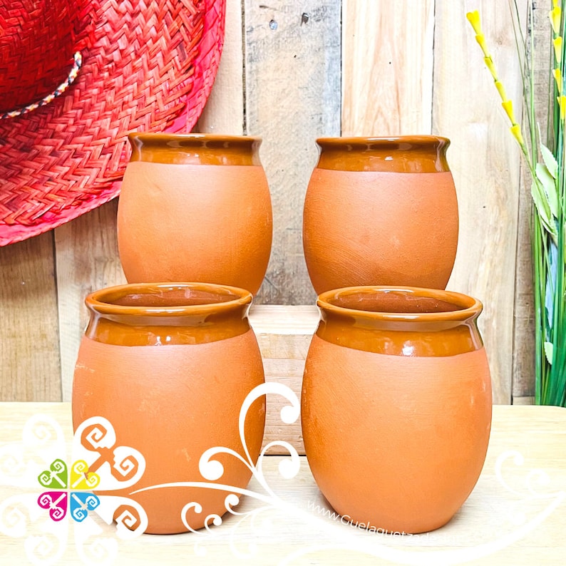 Set of 4 Mexican Clay Cantaritos