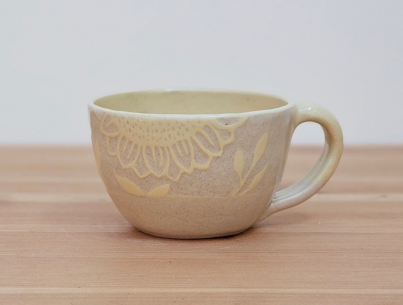 Yellow Sunflower Pottery Mug