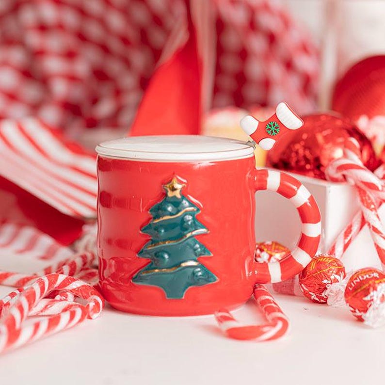 Christmas Mug Tree with Lid and Stirrer